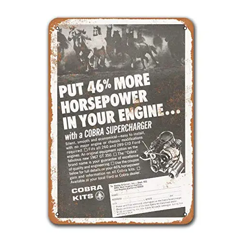 

Pub Car Metal Tin Sign Vintage Office Restaurant Game Room Grage Man Cave Sgins Bar Poster Wall Decor 1967 Cobra Supercharger 8