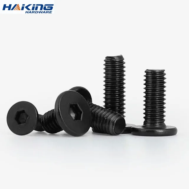 10pcs/lot CM Black Stainless Steel Hex Hexagon Socket Ultra Thin Super Low Flat Head Allen Cap Screw Bolt M2 M2.5 M3 M4 M5 M6