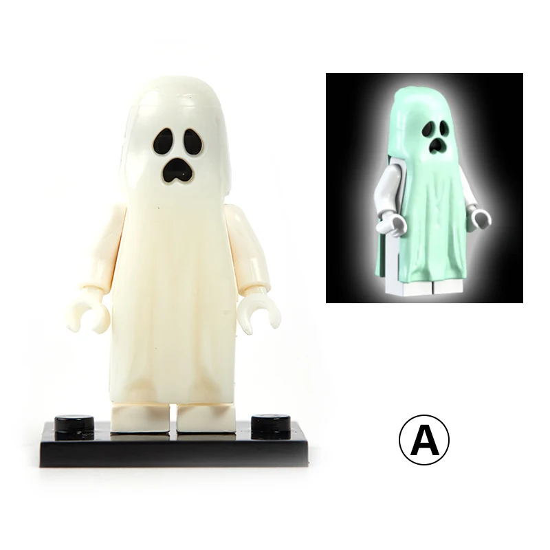 

1PC Horror Halloween Series Building Blocks Luminous Smiling & Crying Ghost Model Action Figures Small Bricks Toys for Children