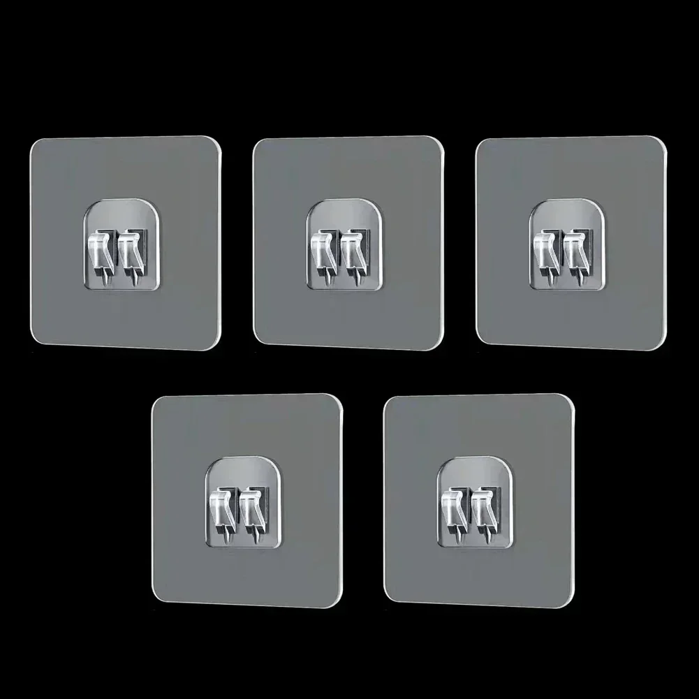 5Pcs Self Adhesive Wall Hooks Invisible Traceless Snap Hook Organizer Wall Storage Holder Bathroom Kitchen Bedroom Hook Kit self adhesive hooks self adhesive wall hooks