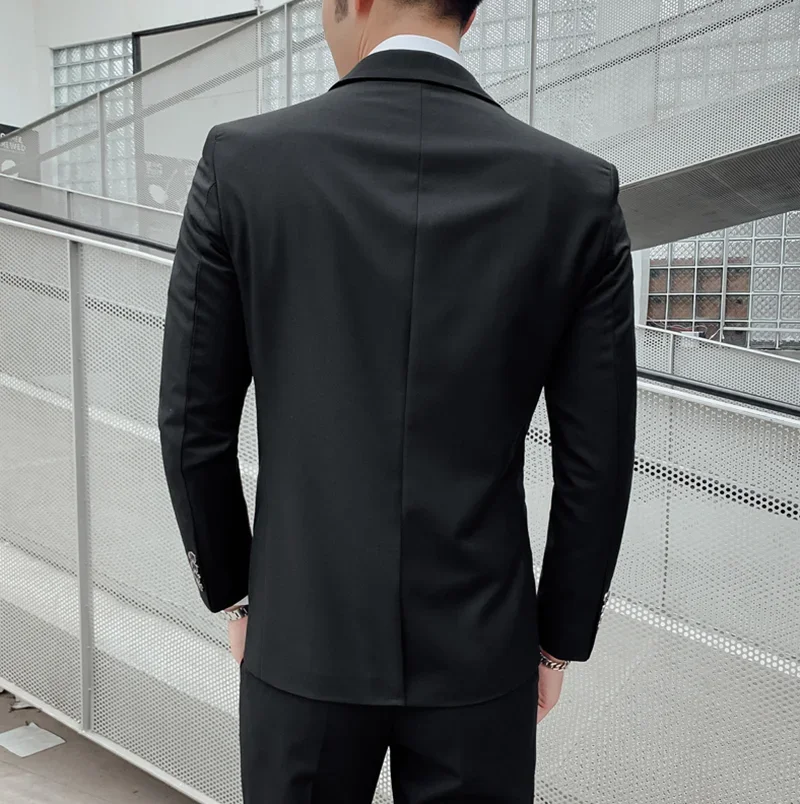 suit 6XL (Blazer+ Vest + Pants) Men's Fashion Casual Gentleman Slim Fit Work solid color outdoor Business wedding banquet suit