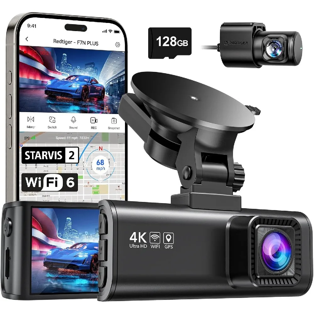 4K 전후방 차량 실내 카메라 차량용 WiFi 카메라 내장 GPS 중력 센서 170도 광각 3인치 화면 24시간 주차 모드