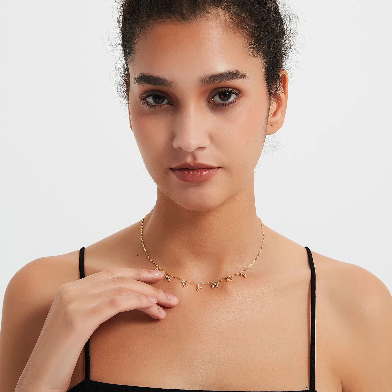 Collana Personalizzata Con Iniziale FPEAOB – Ciondolo Lettera In Oro 18K, Regalo Per Lei