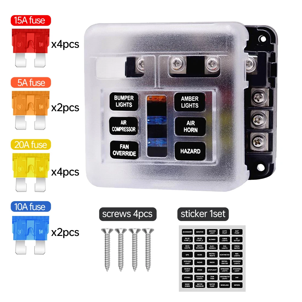 6 Ways Car Blade Holder Fuse Box Modified Terminal Block Fuse with LED Warning Light 12V 24V For Car Boat Marine Trike fuse holder car fuses kit fuse box holder