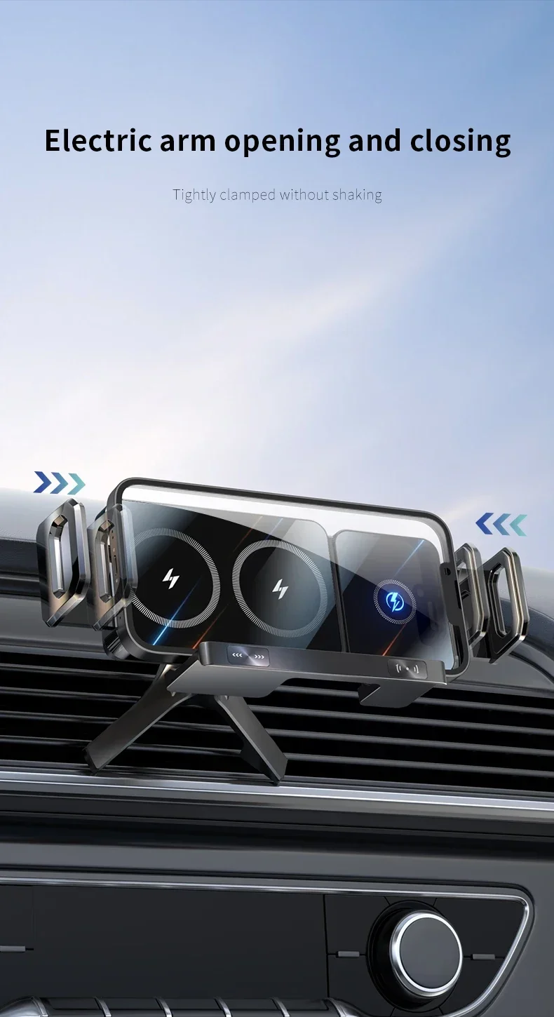 Automatic Dual Coil Wireless Charger For IPhone Samsung Galaxy Z Fold 2 Flip 4 3 Phone Holder Car Fast Charging Station_voghion.com