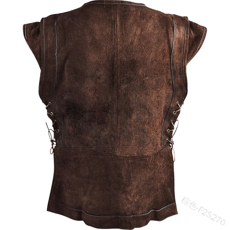 Gothic Men's Cosplay Vest Bandage Pirate Renaissance Knight Waistcoat Tunic Jacket Vintage Warrior Medieval Sleeveless