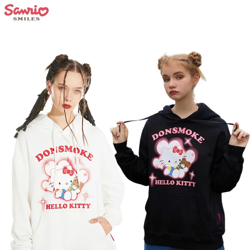 

Sanrio New Hooded Top Cute Cartoon Hello Kitty Love Print Sweater Casual Loose Cotton Men's and Women's Hoodie Couple Sweater