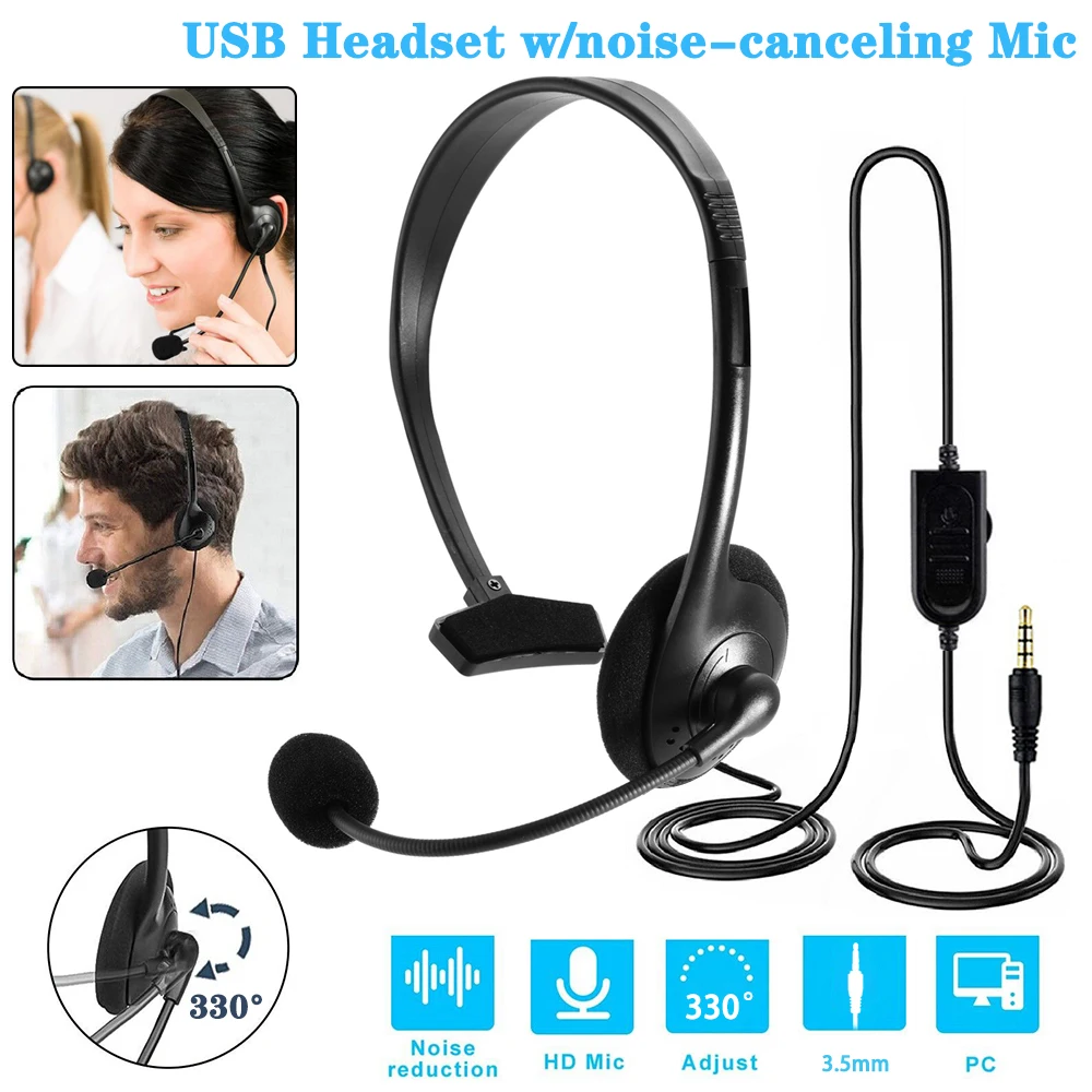 Call Center Clear Voice 3.5mm Wired Headset With Noise Canceling Mic Single-Sided Telephone Headphones For PC Computer Laptop wired headphones wired earphone wired headset