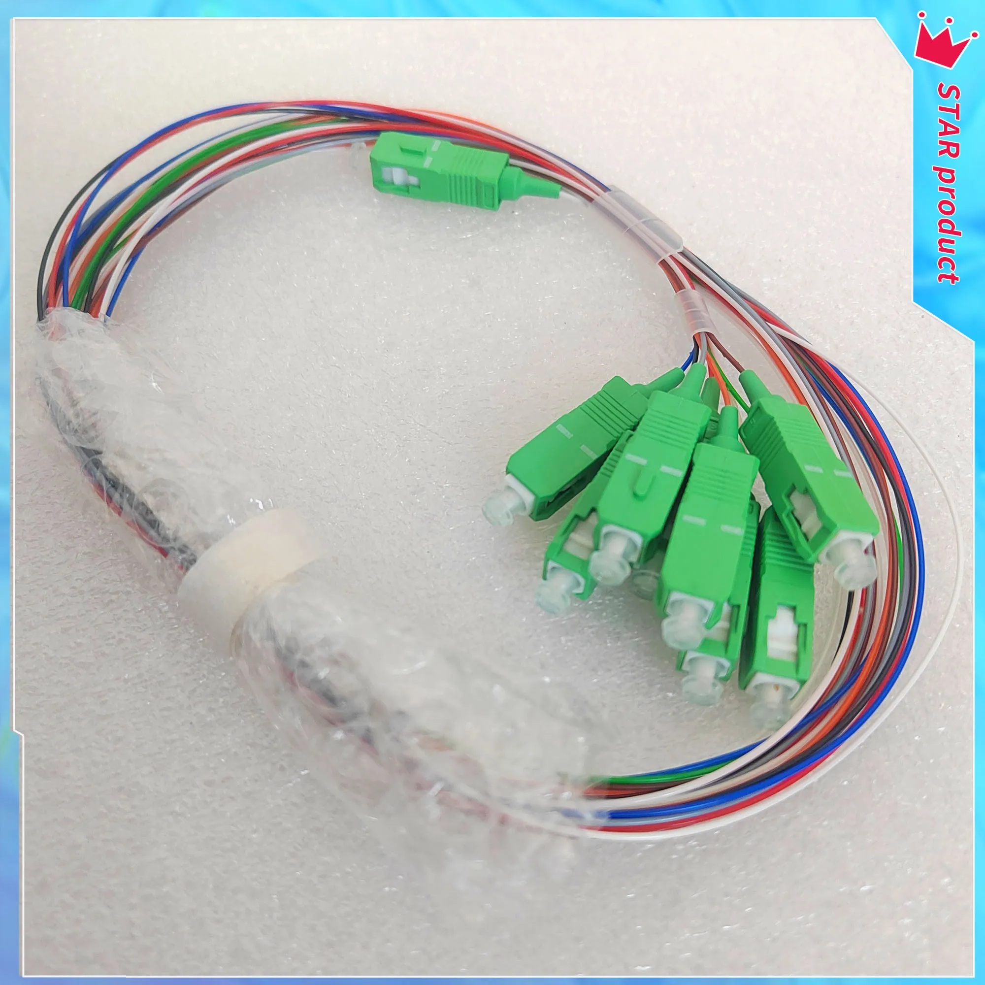 1 * 8 Fiber Splitter Steel Tube PLC Splitter SC APC UPC 1x8 0.9mm 1M Fiber Optic Cable Splitter Fiber Connector Free Shipping