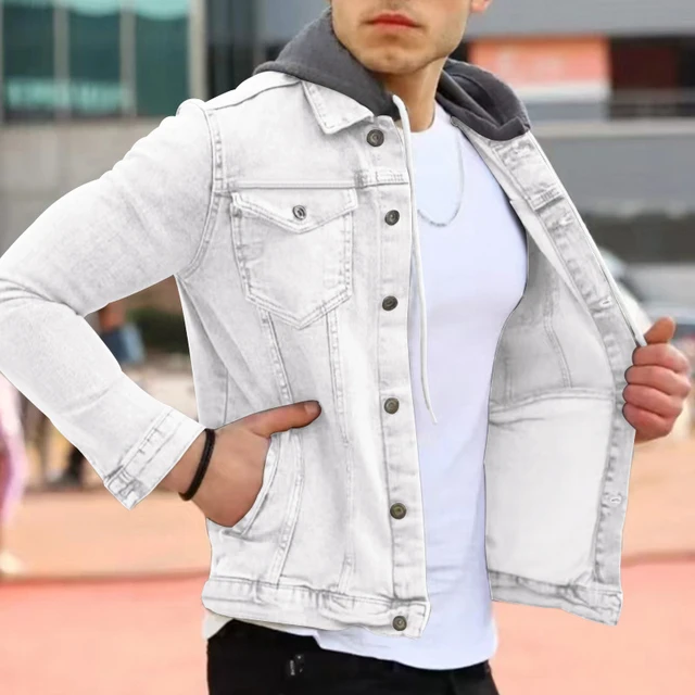 Black White Jean Jacket Mens  White Colour Denim Jacket Mens - Spring  Autumn New - Aliexpress