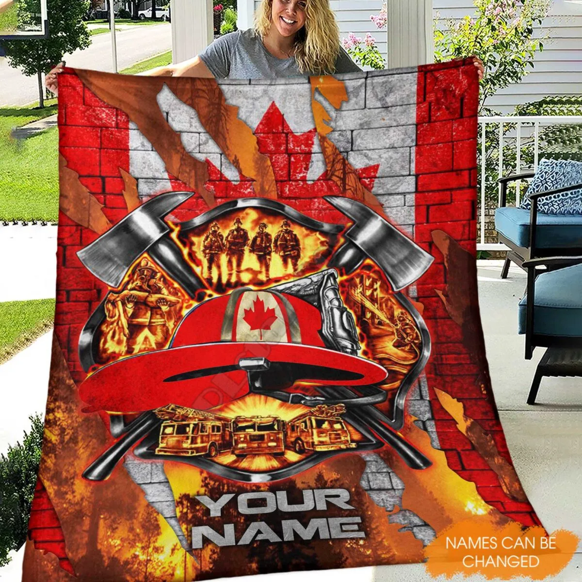 Firefighter In Fire Customized You Name Flannel Blanket Full