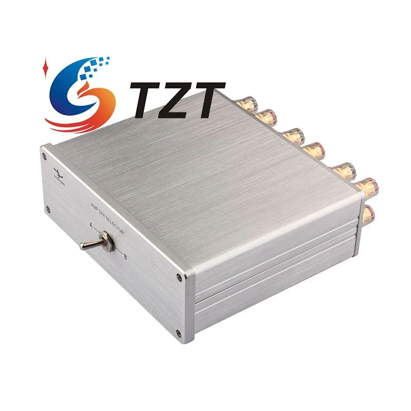 

TZT YYAUDIO Hifi Amplifier Speaker 4 IN 1 OUT 2 IN 1 OUT Selector Amplifier Speaker Switcher Silver/Black