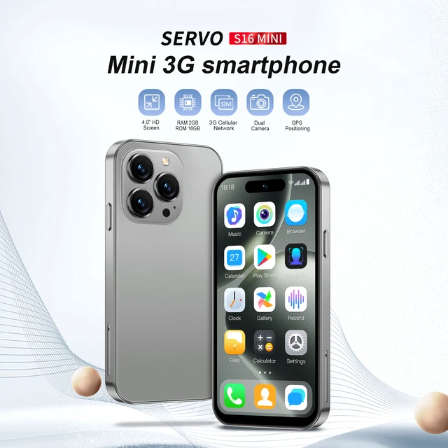 SERVO-Smartphone S16 Mini 3G Android 10, 16 Go, 2025 Pouces, Petit Téléphone Portable, Déverrouillage du Visage Dean, Lecture, PRWiFi, 2epiStandby, 4.0 1
