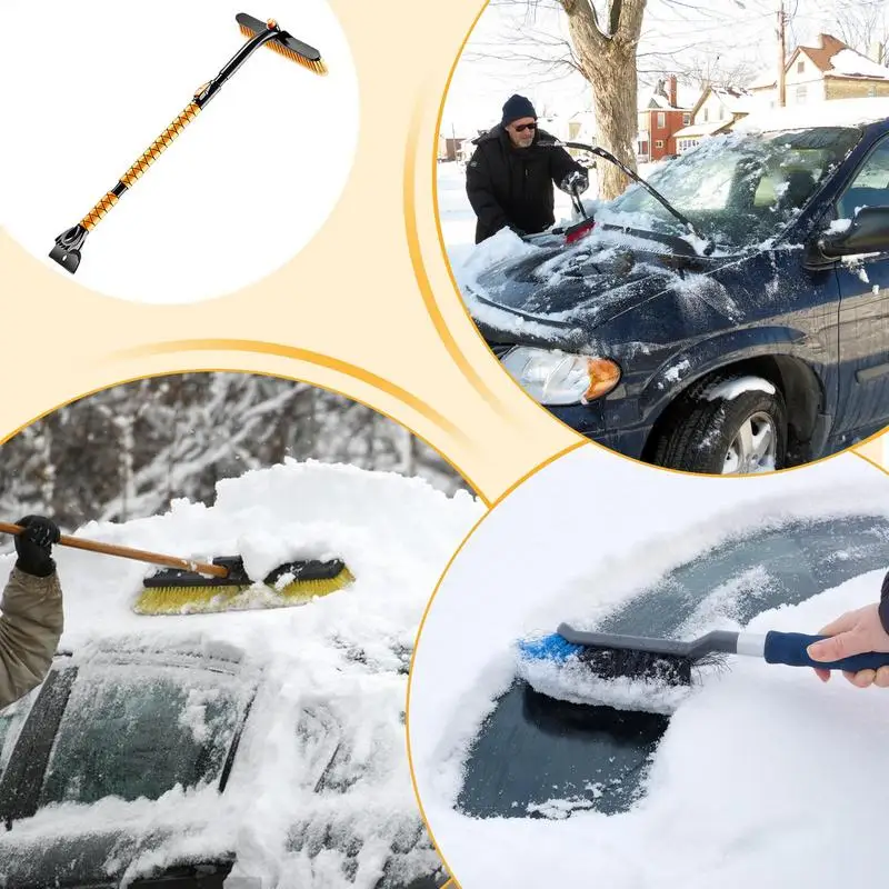 Snow Remover For Cars Cleaning Brush Car Scraper Snow Shovel Window Deicer Ergonomic Grip Remover Car Brush Extendable