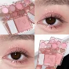 Heart-shaped 8-color eyeshadow tray with blush highlight - matte, glitter, high-gloss effect - pink, berry, brown, tone 4