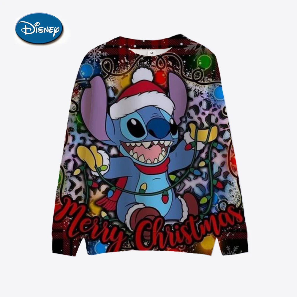 thumbnail image 1 of Sudadera con capucha de manga larga y cuello redondo para mujer, diseño navideño de Disney Stitch, a la moda, para niñas, 1 of 4