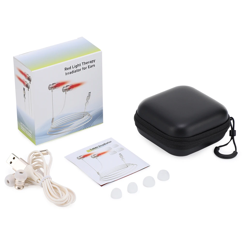 Tinnitus Ear Laser Therapy Portable Otitis Media Deafness Tinnitus Physiotherapy Relief Device 650nm Red Light LLLT Ear Canal