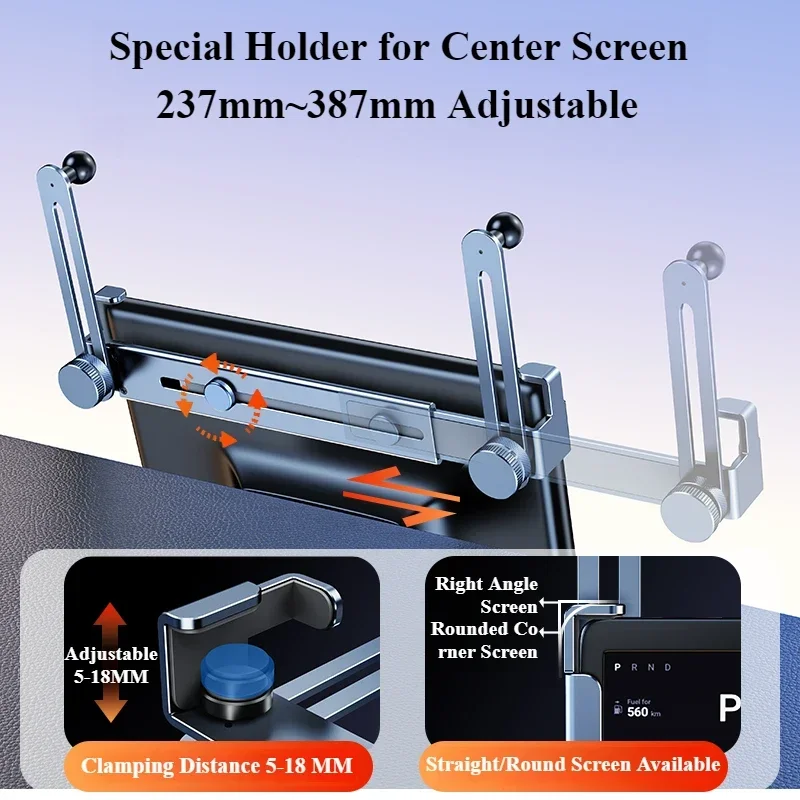 Eary Dual-position Car Screen Phone Holder Metal Bracket 360° Adjustable Stand Fit for Tesla Model 3 Y Highland Car Accessories