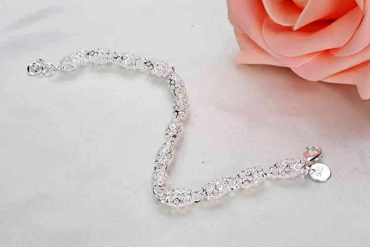 925 Sterling Silver Bracelet Zirconia Geometric Chain Linked For Women Charm Bangle Fashion Lucky Jewelry Gift Christmas - 5
