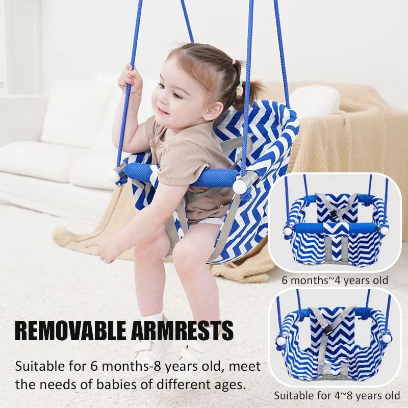 Baby Swing Chair Comfortable Sturdy Harmless Adjustable Sling Chair Toys Indoor Outdoor Home Canvas Kid Swing Set Playground 5