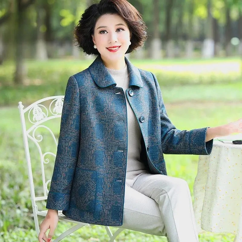 6XL 7XL Middle-aged Mother Casual Coat 2023 Spring Autumn New