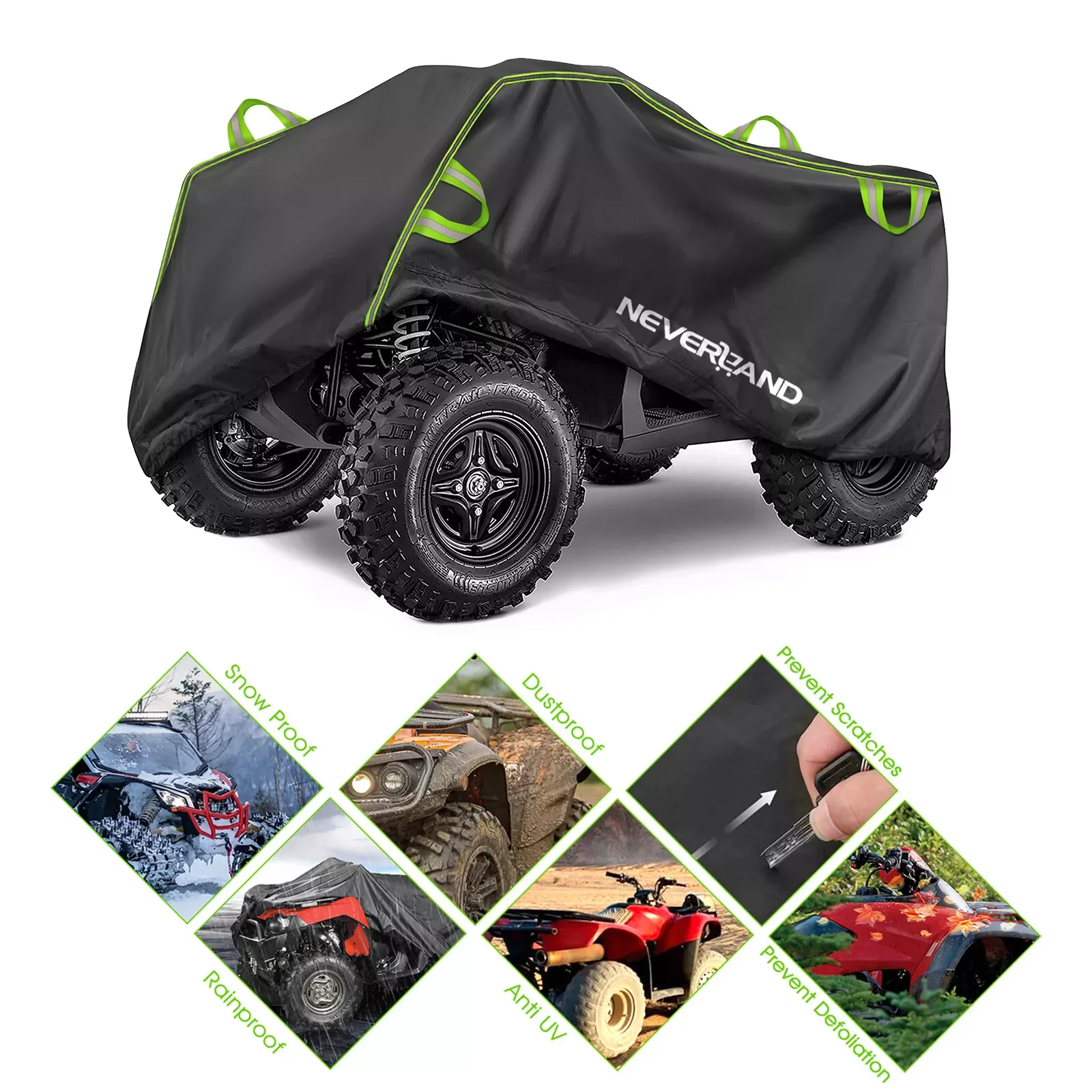 Quad Bike ATV Cover Universal 190T Waterproof Motorcycle Vehicle Scooter Kart Motorbike Covers XL XXXL Black Silver,motorcycle cover,quad bike cover,scooter cover