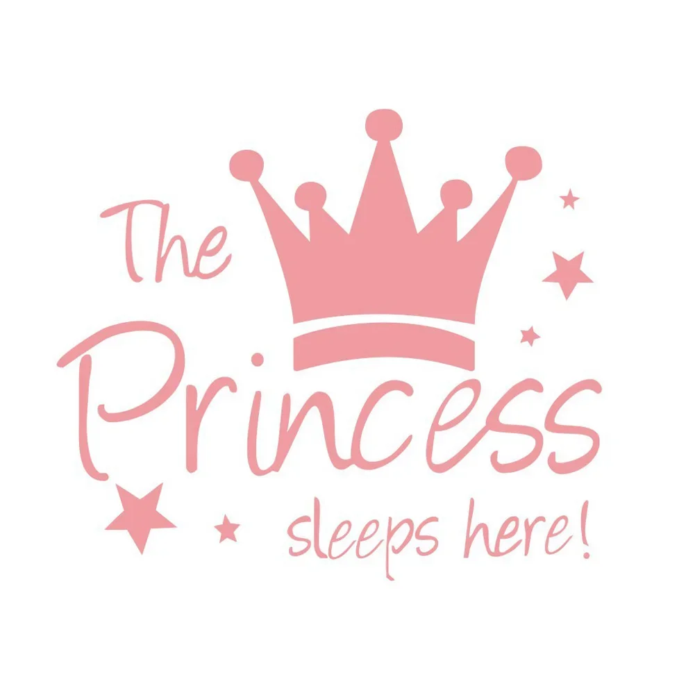 The Princess Sleeps Here The Crown Custom Girls Room Wall Stickers DIY Wall Decoration Nursery Kids Baby Room Wall Sticker 5