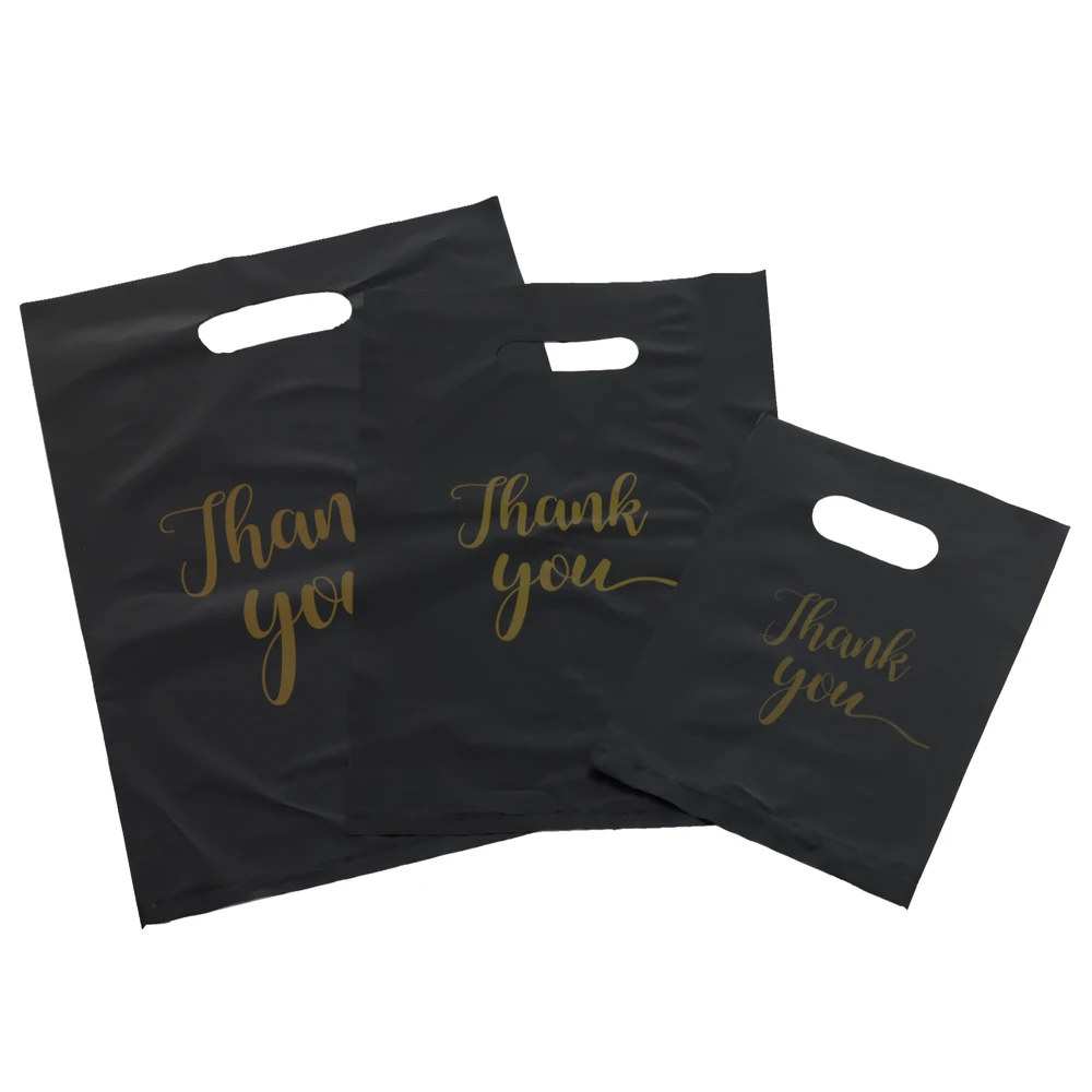Thank You Plastic Gift Bags Small Business Gift Wrap Plastic Shop Bags Wedding Birthday Candy Packaging Treat 10/50/100Pcs