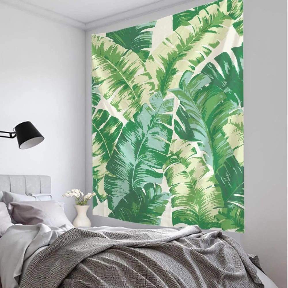 Tropical Plants Leaves Tapestry Jungle Palm Tree Wall Hanging Boho Psychedelic Room Wall Decor Nature Landscape Art Home Decor