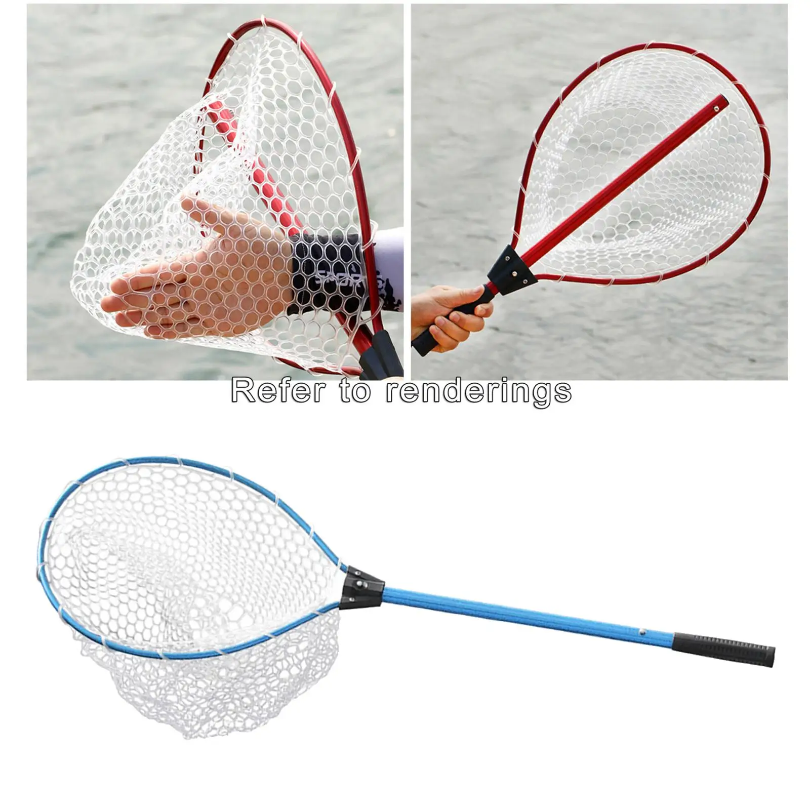 Fishing Net Aluminum Extendable Telescopic Pole Silicone Mesh Net Safe