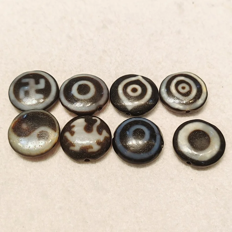 

Xizang Totem Agate Dzi Penetrating Horseshoe Weathered Sheep Eyes Sky Bead Necklace Pendant DIY Accessories