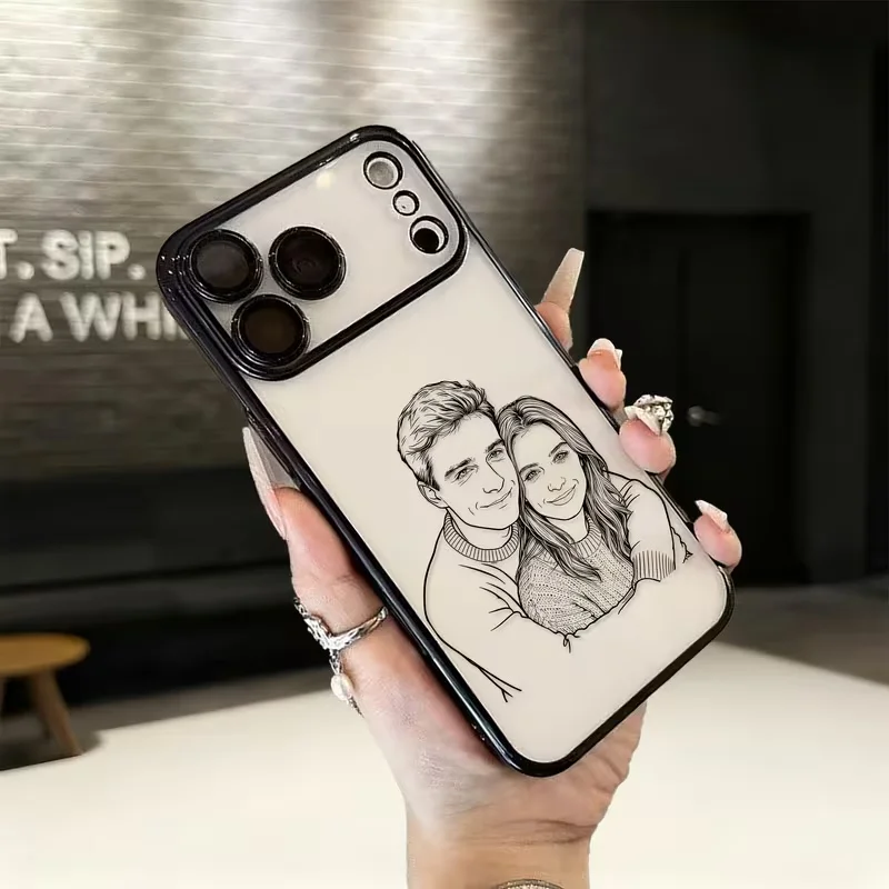Personalized Customized Photo Sketch Lines Personalized Plating Transparent TPU Case thumbnail 10