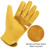 Leather Work Gloves Men Mechanical Gardening Farm Safety Heavy Duty Work Wood Working Driving Riding Yellow Gloves 4