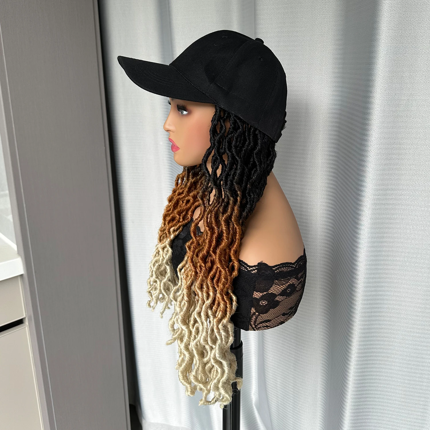 Baseball Cap Hat Synthetic Wig Hair With Faux Locs Crochet Braiding Crochet Hair For Black Women Ombre Twist Dreadlocks Hair Wig