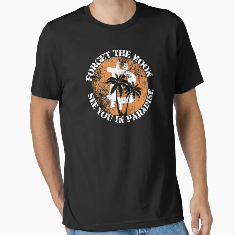 See You In Paradise Bitcoin Sunset Crypto Kryptowährung 100 % Baumwolle bedrucktes T-Shirt für Männer große Größe Erwachsene Tops S-6XL