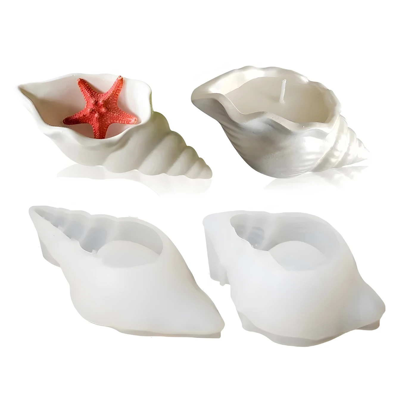 3D Conch Resin Silicone Mould Jewelry Storage Box SeaShell Candle Jar Molds Murex Seashell Soy Wax Mold Beach Decor