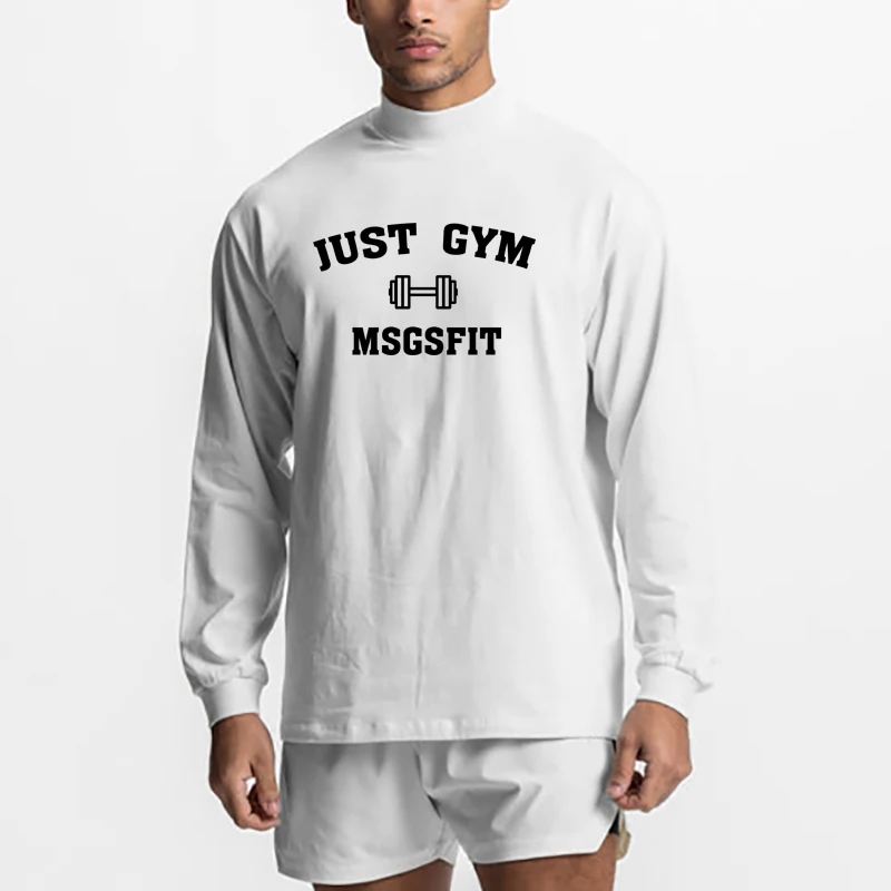 

New Mens Oversized Clothing Workout Fashion Casual T Shirt Fitness Sporting Running High-collar Long Sleeve Tshirt