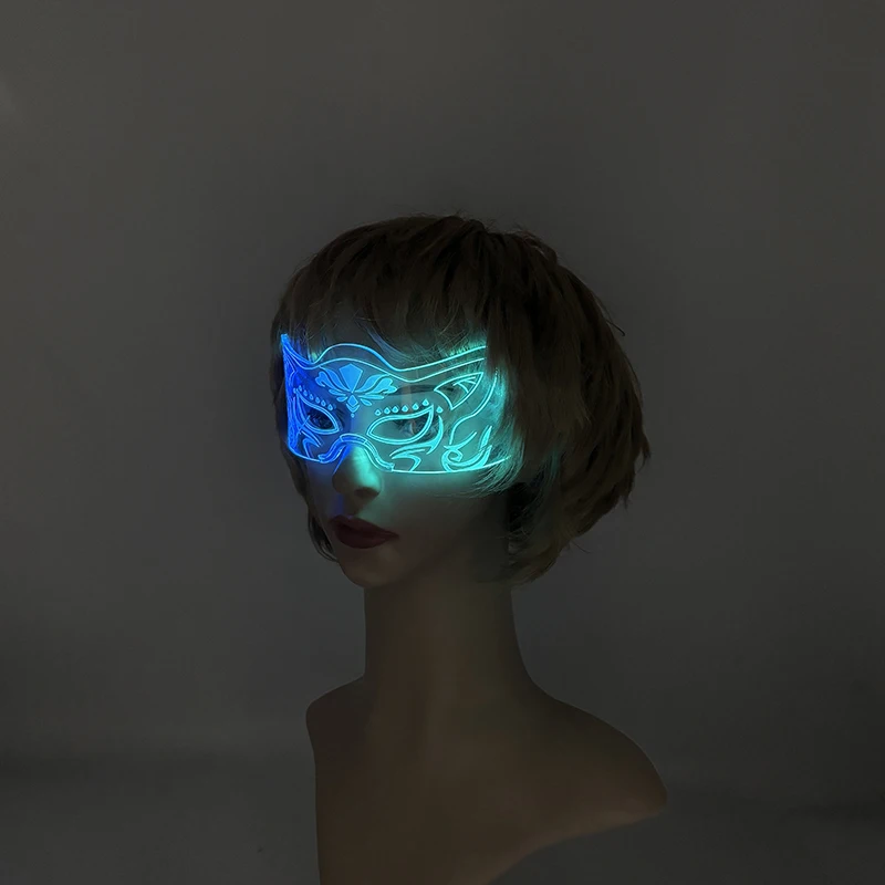 Neues Design Leuchtende Halbgesichts-Fuchsmaske Maskerade-Party LED-Masken Nachtshow-Requisiten Leuchtende Zubehörteile Erwachsenen-Augenmaske Dekoration – Detail 8