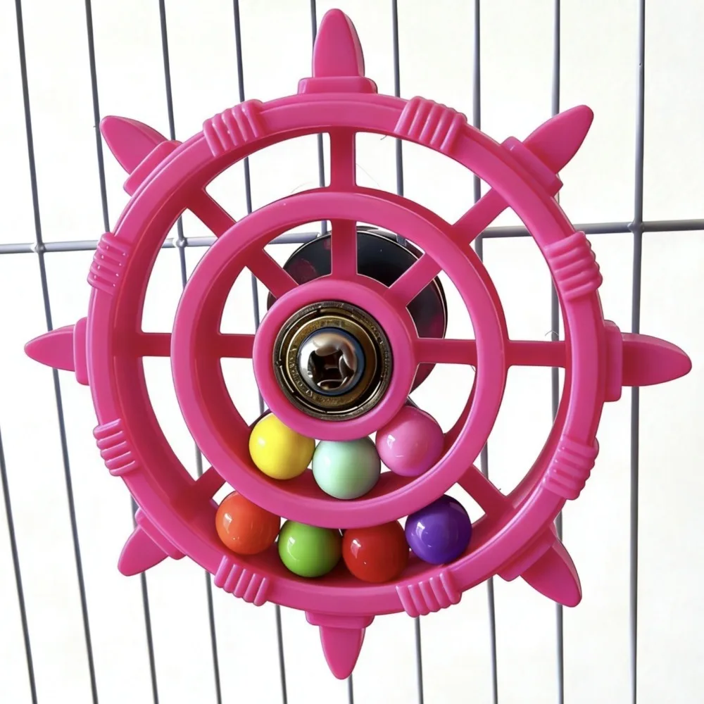 Colorful Rudder-Shaped Parrot Spinner Rattle Toy - Bite-Resistant Bird Exercise Toy
