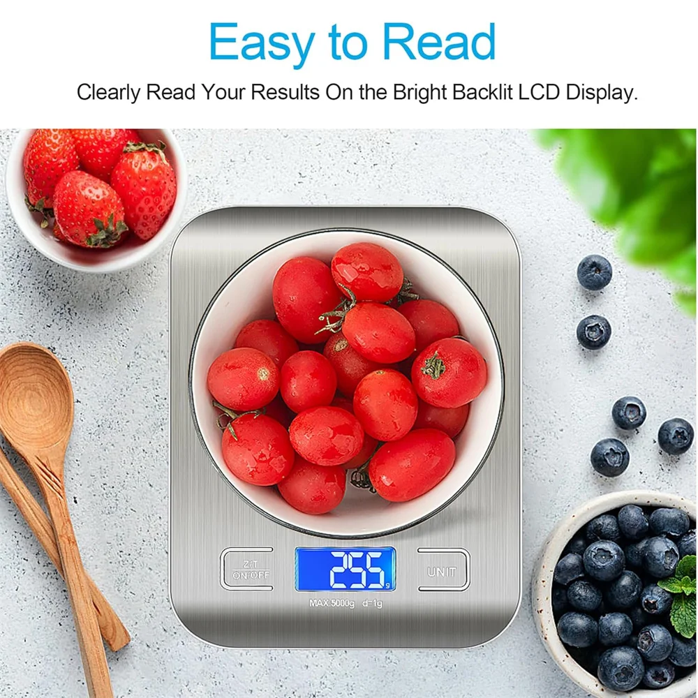 Digital Kitchen Scale Professional 10kg/1g Accurate Measurement Stainless Steel for Baking Cooking