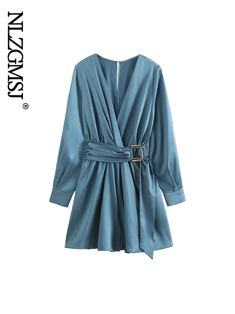 

TRAF 2023 Women Rompers Woman Short Long Sleeved One-piece Pants With Satin Buckle Female Party Rompers F50