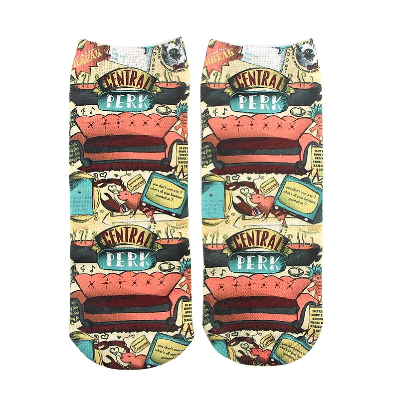 Women socks Anime socks Friends Tv Show Socks Cosplay cartoon unisex Casual Non Slip Breathable Comfortable Short Tube Couple Happy Socks Cosplay Hallow