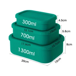 Eco - Friendly Silicone Bento Lunch Containers with Lids - Reusable, Microwave & Dishwasher Safe, BPA - Free - 1 (YH100610081010 - Green)