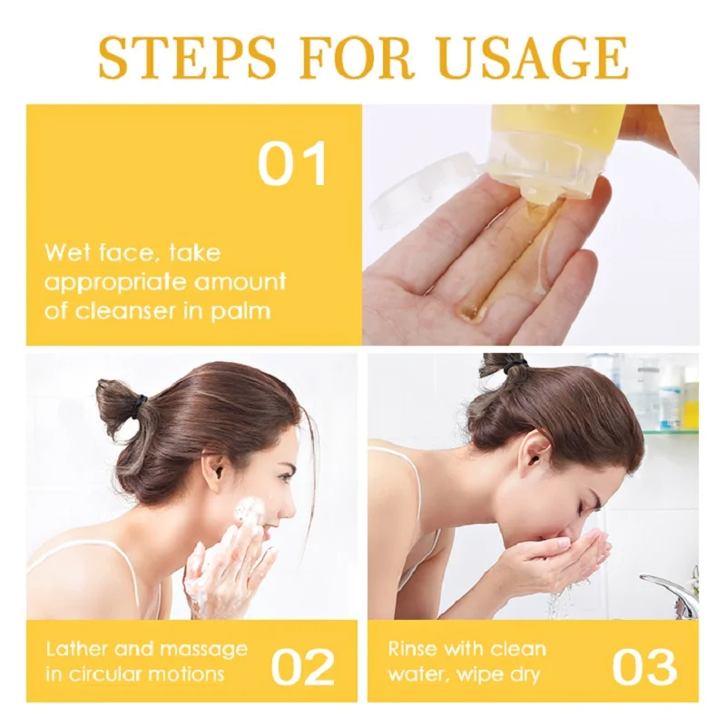 100ml Turmeric Facial Cleanser Deep Cleansing Turmeric Face Wash Clear Skin Liquid Soap 100% Natural Exfoliating Skin Care 5