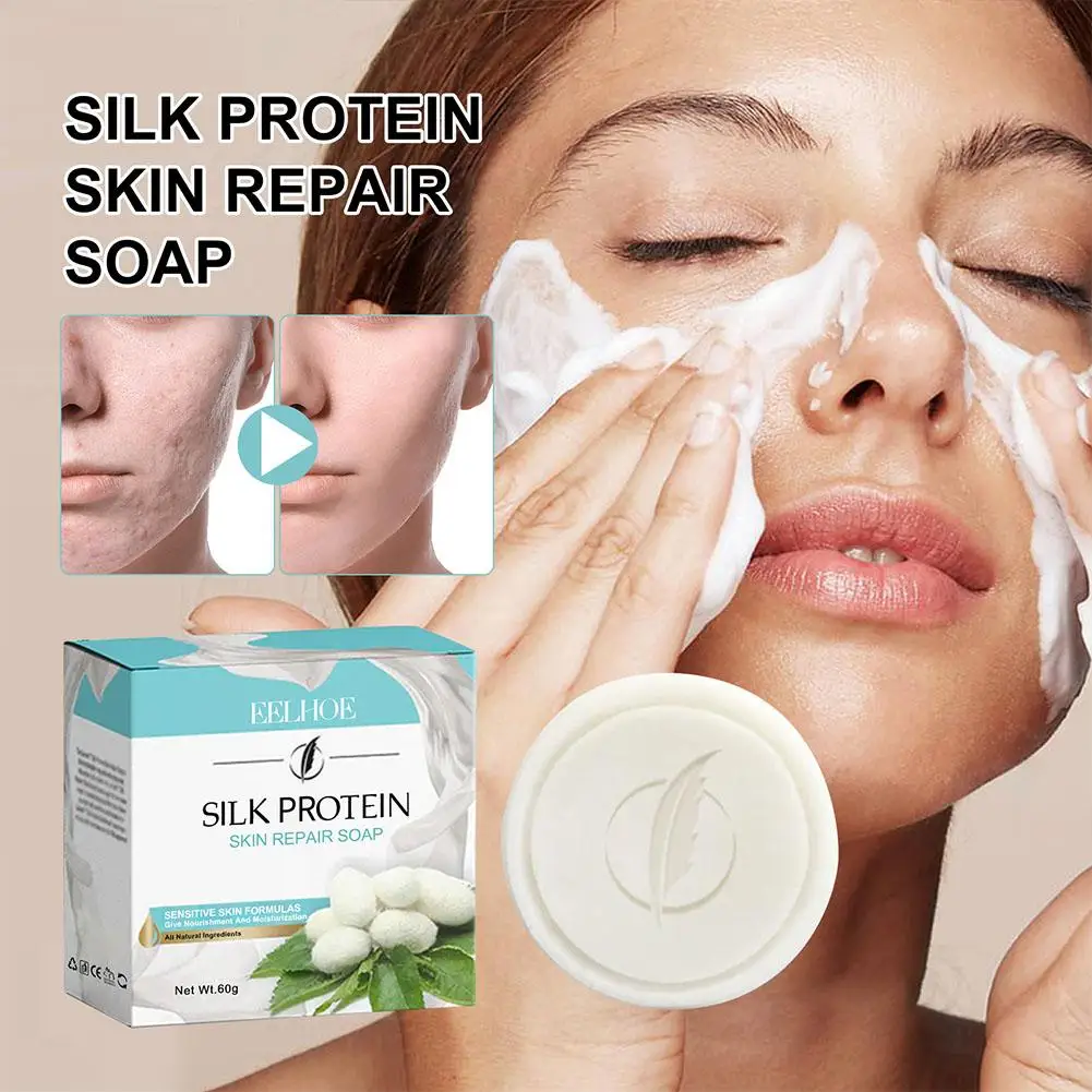 

60g Milk Soap Silk Protein Skin Repair Oil Control Care Deep Wash Moisturizing Face Soap Face Cleaning D1P0