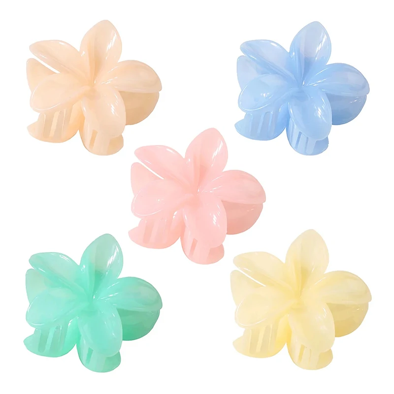 8CM Frauen Kunststoff Haarspangen Süße Und Niedliche Plumeria Blume Form Haarnadel Shark Clip Haar Zubehör Reine Farbe Gelee stil – Detail 6