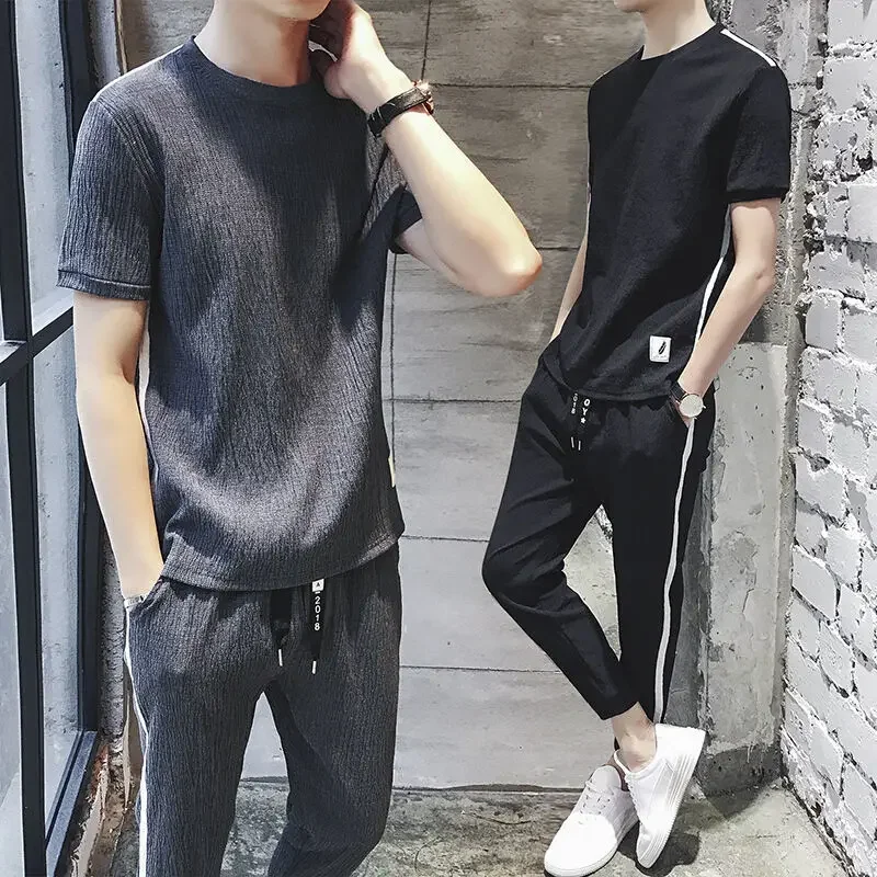 남성용 회색 바지 세트, 체육관 스포츠 슈트, 운동복 운동복, 오리지널 남성 의류, 로고 없음, 탑 브랜드, 정사이즈 핏 캐주얼