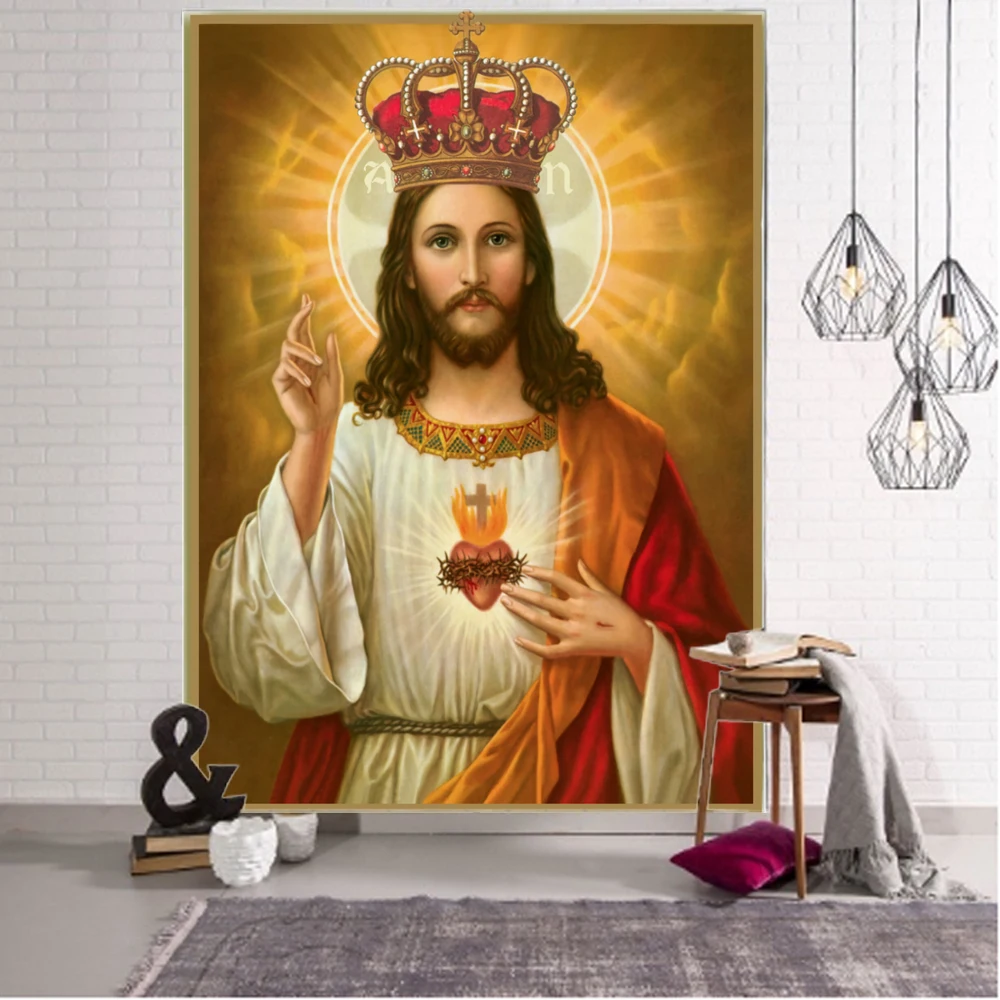 God Jesus Decorative Tapestry Mandala Boho Hippie Wall Tapestry for Home Bedroom Decorative