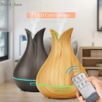 Electric Air Humidifier Remote Control Diffuser Aroma Humidifier Oil Diffuser Ultrasonic Wood Grain Mist Maker 7Color LED Light 1