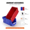 SucceBuy Parts Bin 12pcs 5x5x10in Blue/Red Stackable Plastic Garage Tool Storage Box Container Organizer Bin for Closet Garage